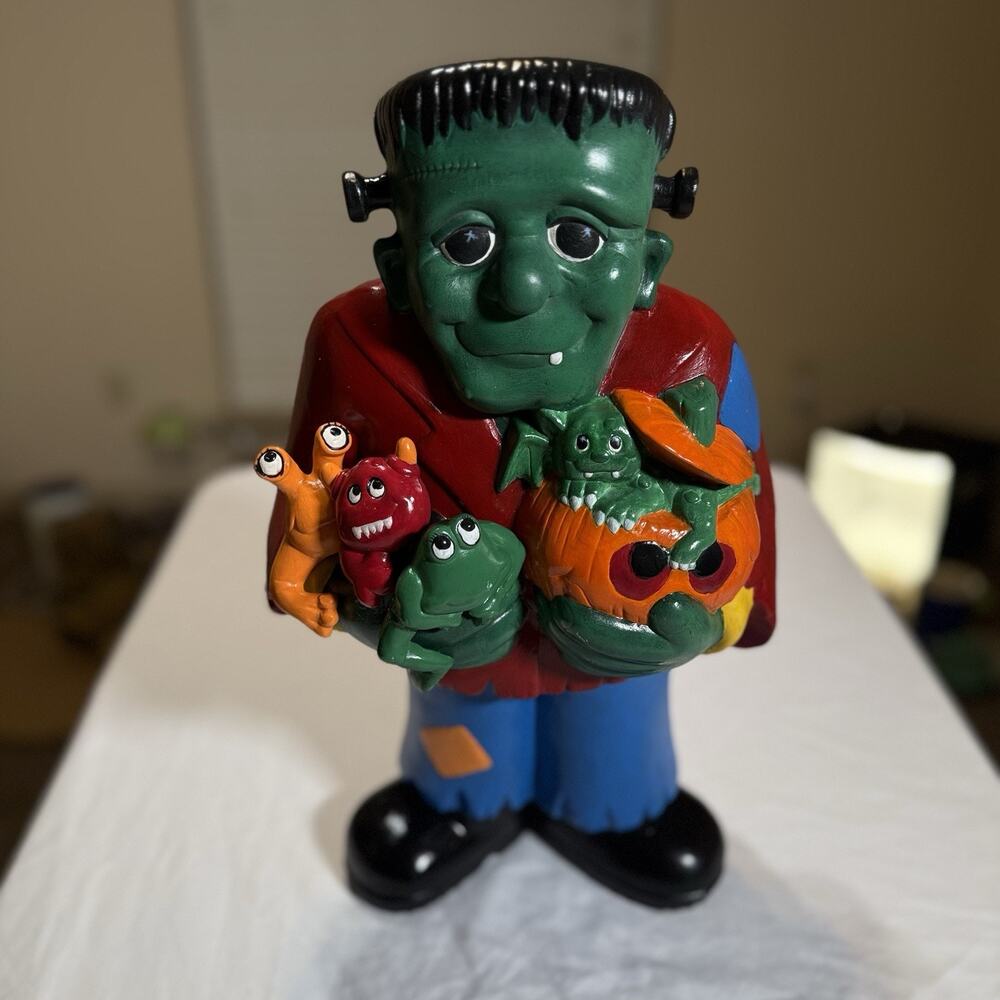 VTG 90s Frankenstein Ceramic 17" Hand Painted Figure Halloween Decoration